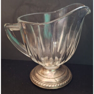 Crystal Creamer with Sterling Base Sterling Hollowware by Saben Silversmith